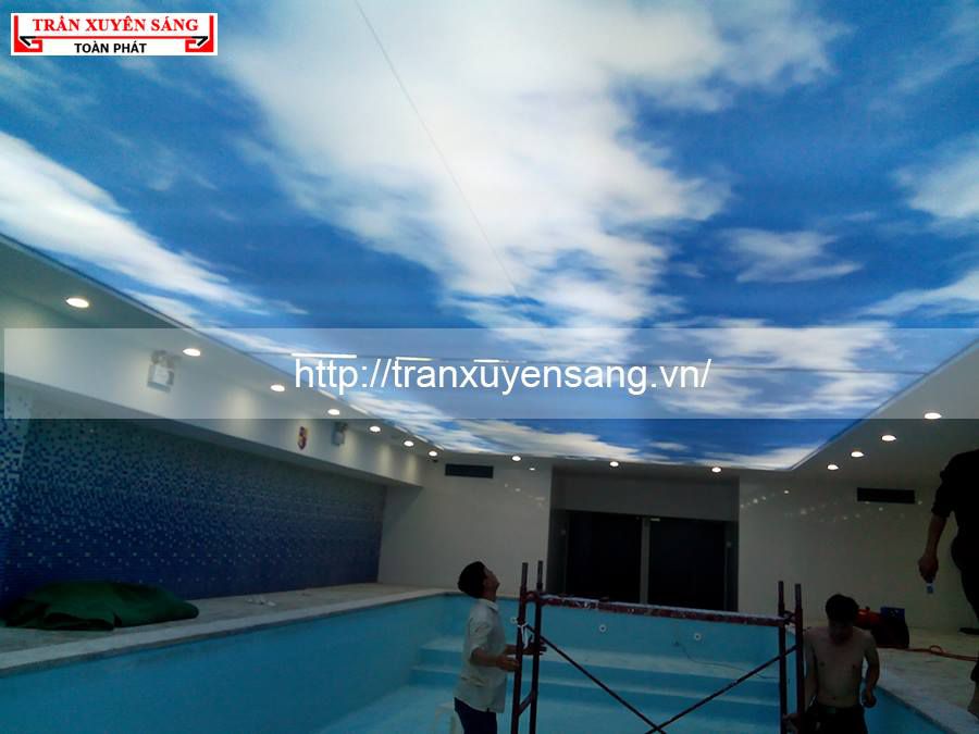 Công trình trần bể bơi trong nhà Trường Quốc tế Olympia