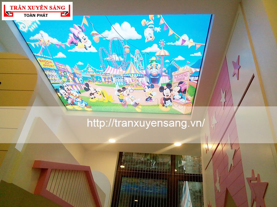 Công trình trần xuyên sáng phòng ngủ các con gia đình chị Thắng