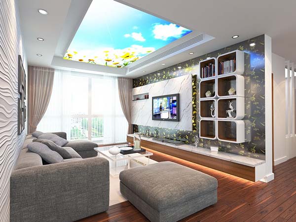 Thiết kế trần phòng khách đẹp, hiện đại