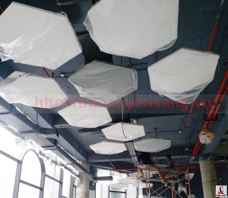 Thi công trần tiêu âm Viettel - tầng 2 tòa nhà The Light