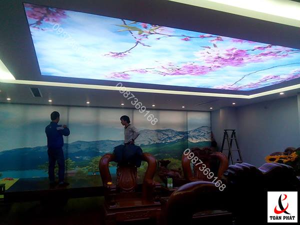 Không gian phòng khách sau khi thi công hệ xuyên sáng