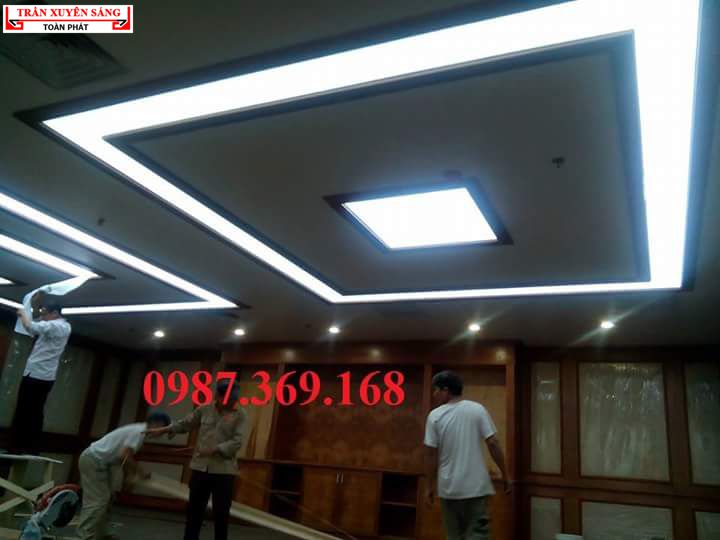 Hình ảnh thi công trần xuyên sáng tại Tổng công ty 789